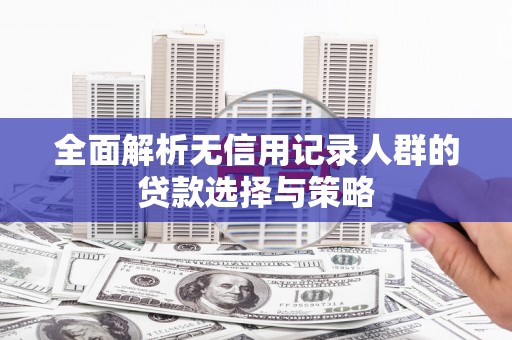 瑞芳全面解析无信用记录人群的贷款选择与策略