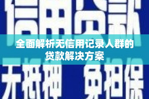 安溪全面解析无信用记录人群的贷款解决方案